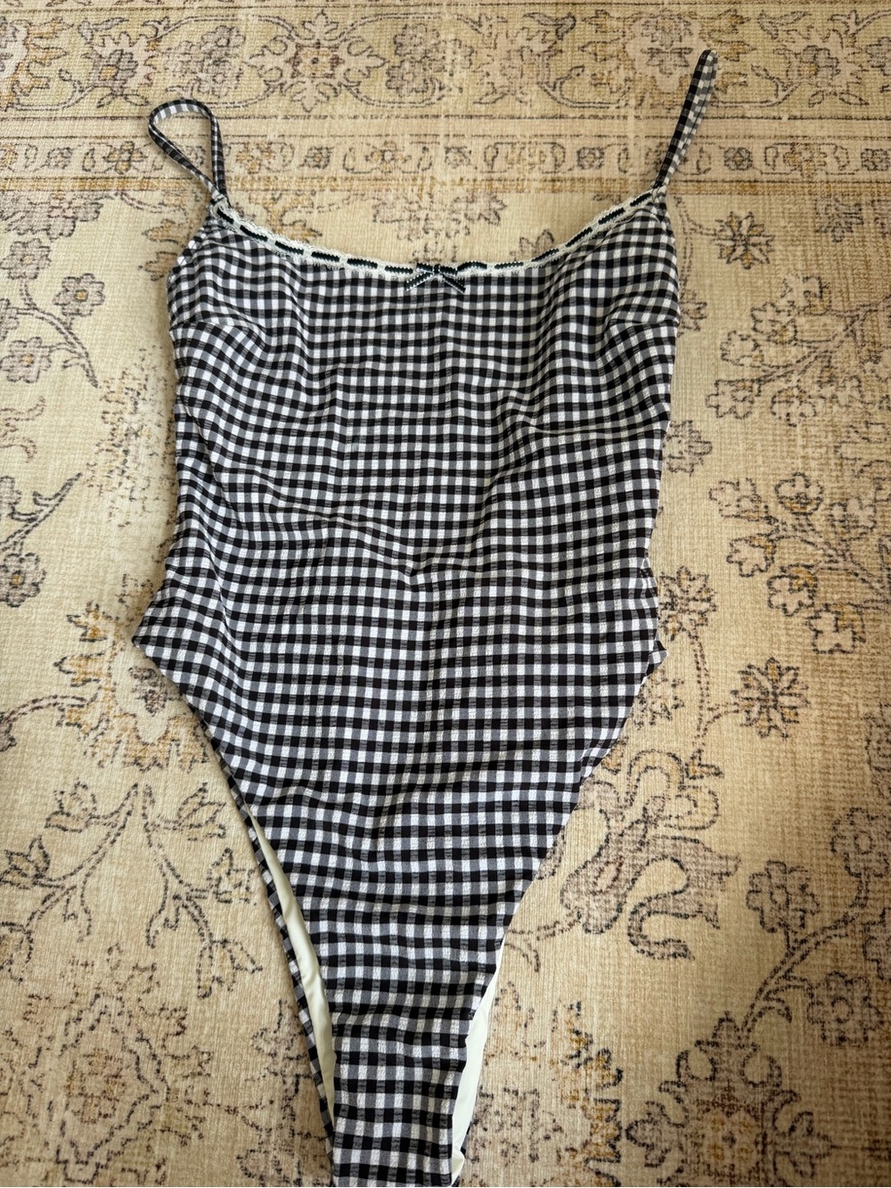 Frankie’s Bikinis Black & White Gingham One-Piece Swimsuit